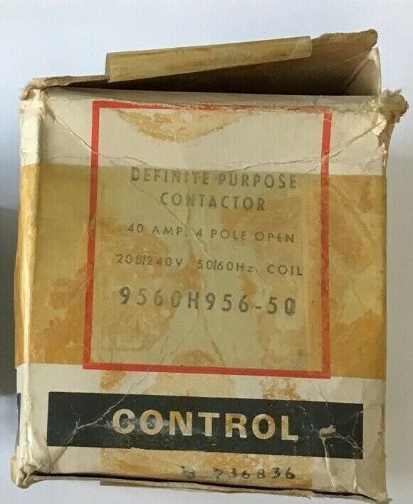 CUTLER HAMMER DEFINTITE PURPOSE CONTACTOR 9560H956A 208/240V 50/60CY