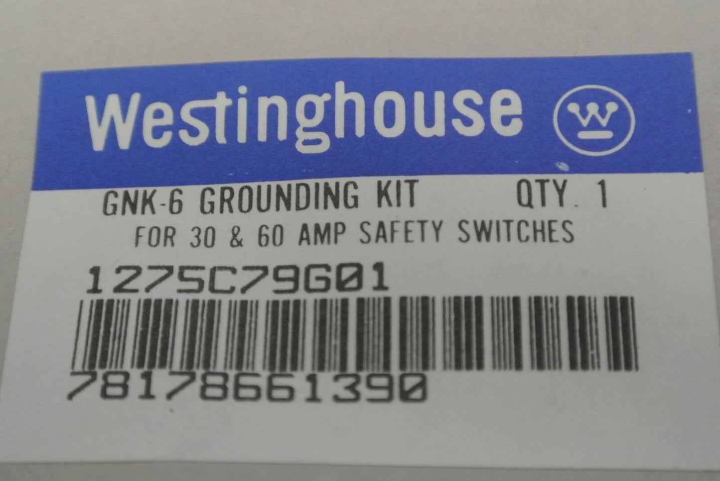WESTINGHOUSE GNK-6 GROUNDING KIT / 1275C79G01 / for 30 & 60A SAFETY SWITCH