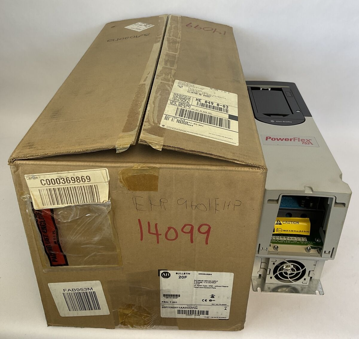 ALLEN BRADELY 20F11ND011AA0NNNNN AC DRIVE FIRMWARE 7.001 480VAC INPUT 3PH 11A