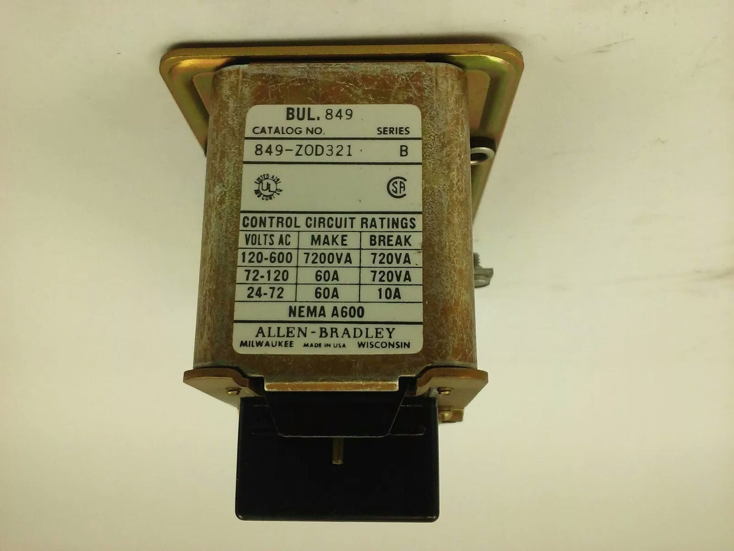 ALLEN BRADLEY 849-ZOD321, SER. B, PNEUMATIC TIMING RELAY, 120V-60HZ, NEW