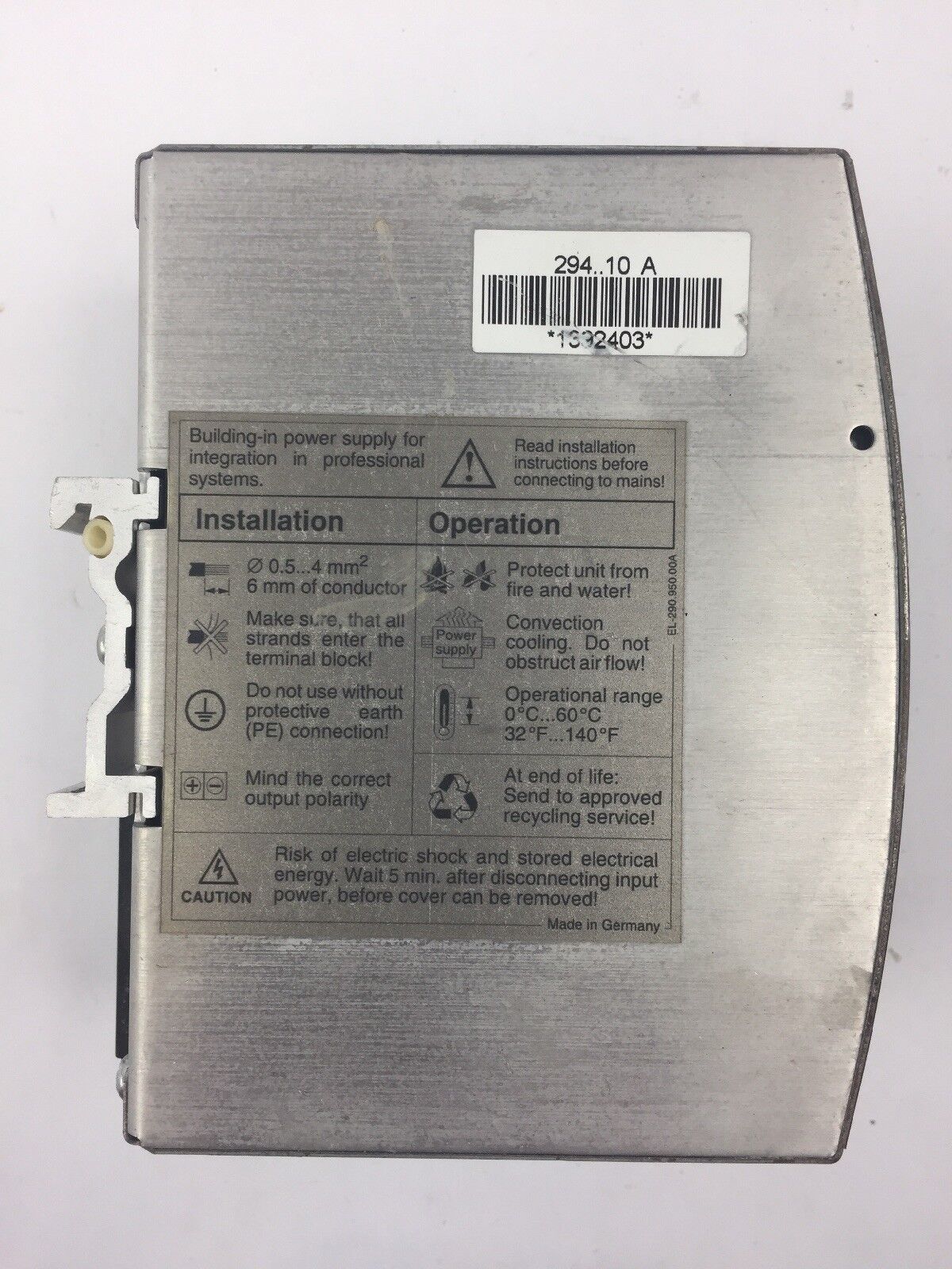 SOLA SDN 5-24-100 POWER SUPPLY 115/230VAC 2.6/1.4A 50/60HZ 24VDC/5A