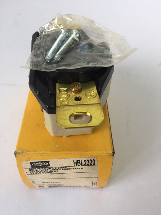 HUBBELL HBL2320 HBL TWIST-LOCK RECEPTACLE 20A 250V AC OR DC 2 POLE 3 WIRE