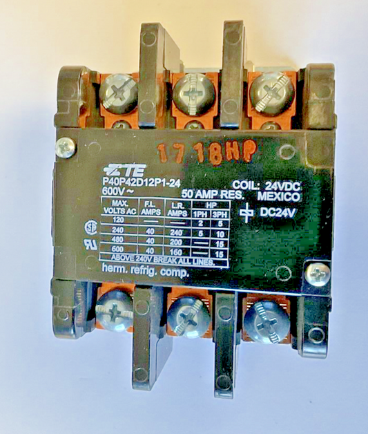 TE P40P42D12P1-24 DEFINITE PURPOSE CONTACTOR 50A 24VDC 600VAC