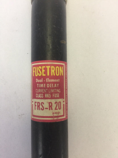 FUSETRON FRS-R-20 FUSE 600VAC 20AMP DUAL ELEMENT TIME DELAY CLASS RK5 (LOT OF 9)