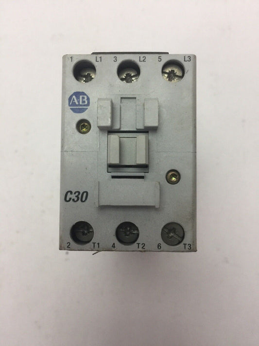 ALLEN BRADLEY 100-C30Z*00 SER B CONTACTOR 600VAC 45AMP 3PH 25 HP COIL 24VDC