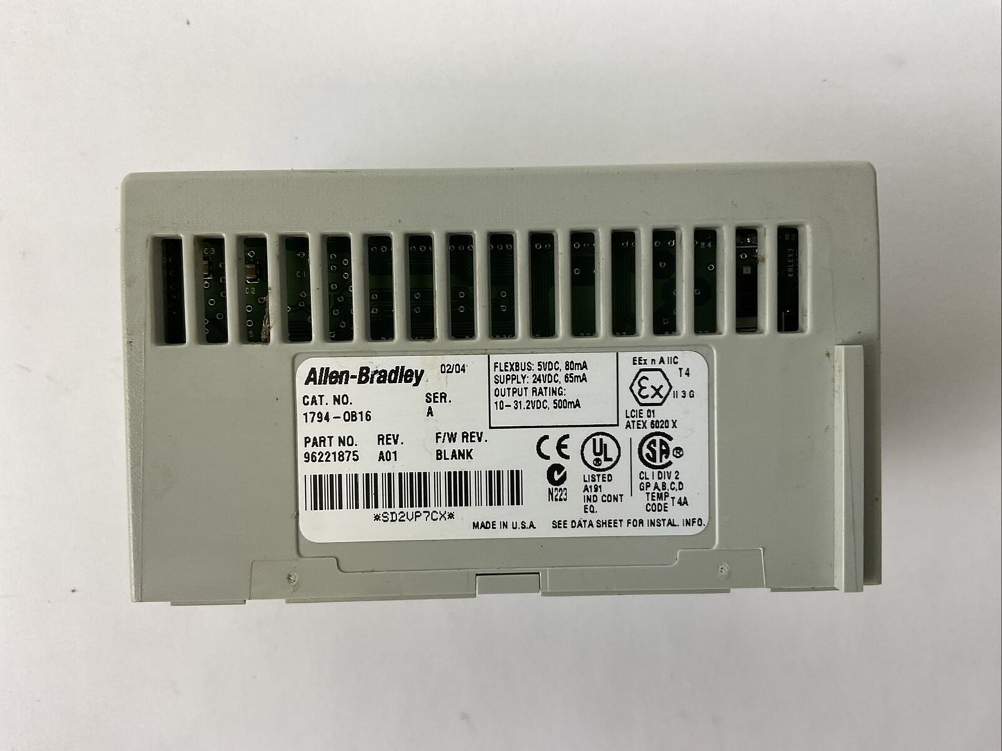 ALLEN BRADLEY 1794-OB16 SER A REV A01 F/W REV BLANK 24VDC SOURCE OUTPUT