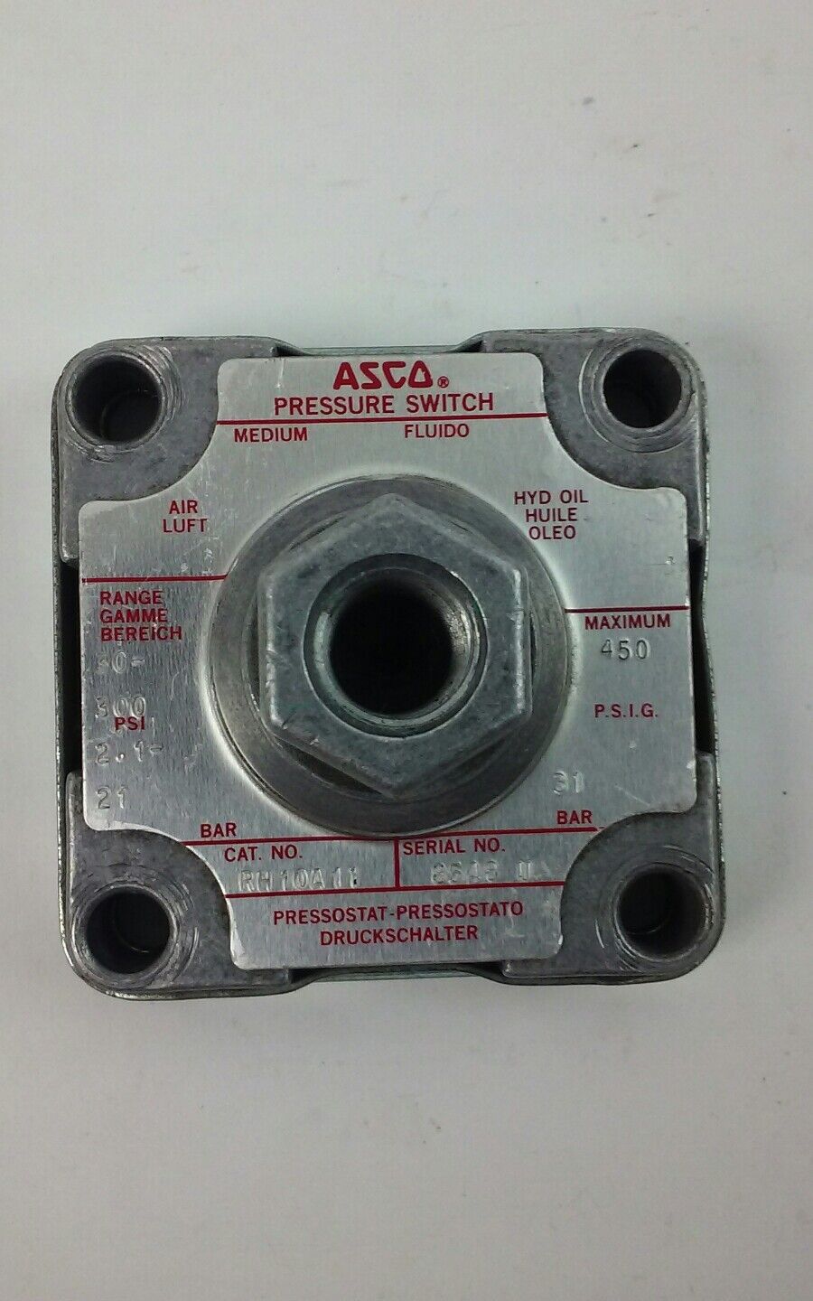 ASCO RH10A11 PRESSURE SWITCH