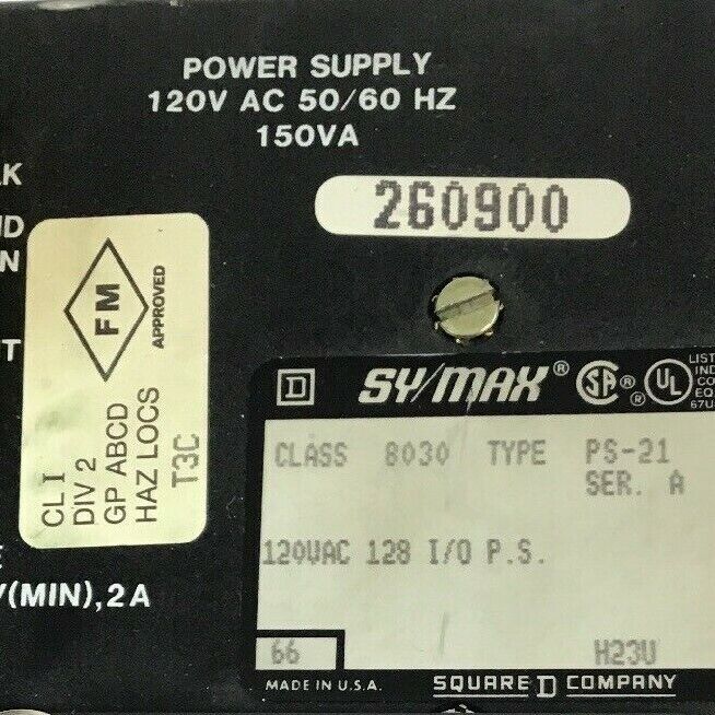 SQUARE D CLASS 8030 TYPE PS-21 POWER SUPPLY 120VAC 50/60HZ 150VA  SER.A