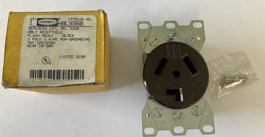 HUBBELL HBL9350 FLUSH MOUNT RECEPTACLE 3POLE 3WIRE 30A 125/250V