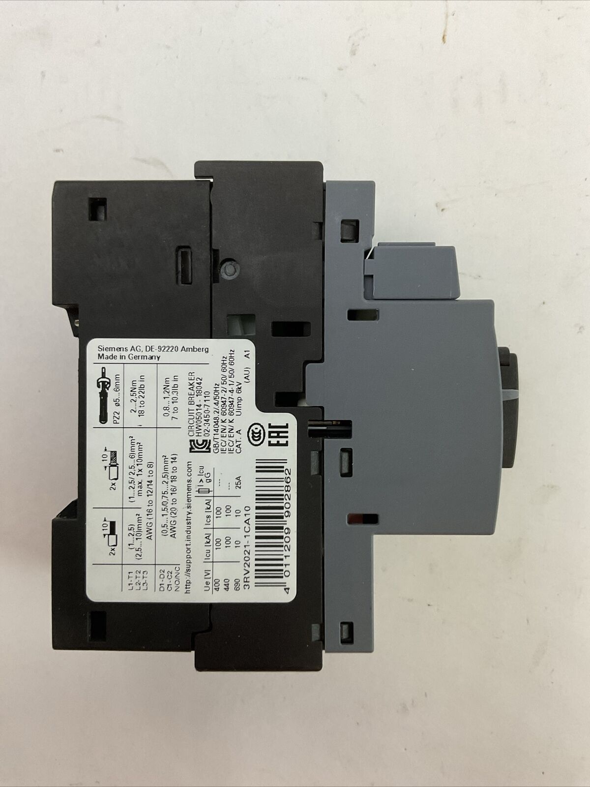 SIEMENS 3RV2021-1CA10 CIRCUIT BREAKER 1.8-2.5A