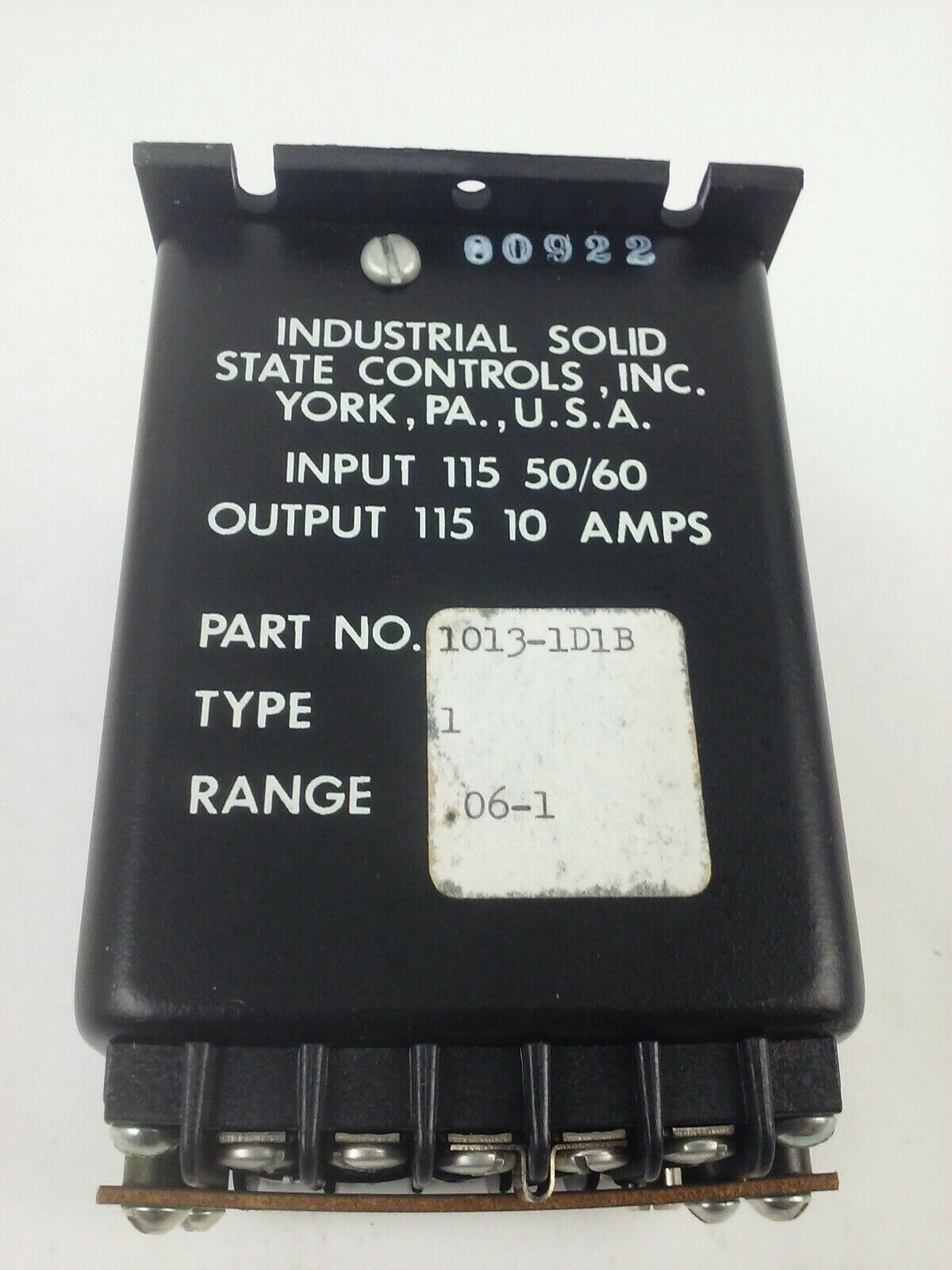 ISSC 1013-1-D-1-B TIME CONTROL RELAY TYPE 1, RANGE .06-1, INPUT 115V 50/60HZ