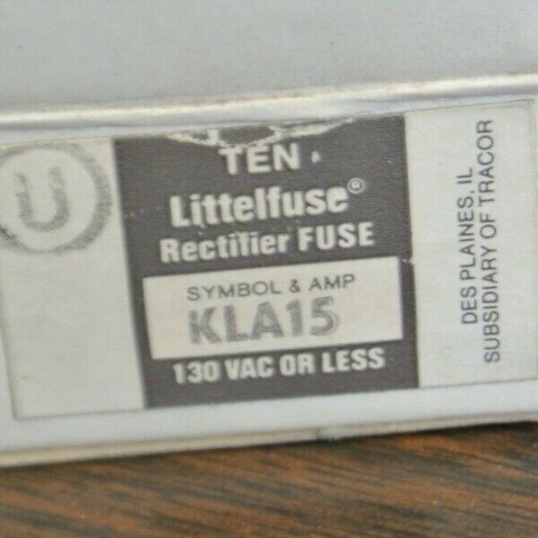 BOX of 10 / LITTELFUSE KLA15 RECTIFIER FUSES / 15A / 130V / NEW SURPLUS