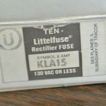 BOX of 10 / LITTELFUSE KLA15 RECTIFIER FUSES / 15A / 130V / NEW SURPLUS