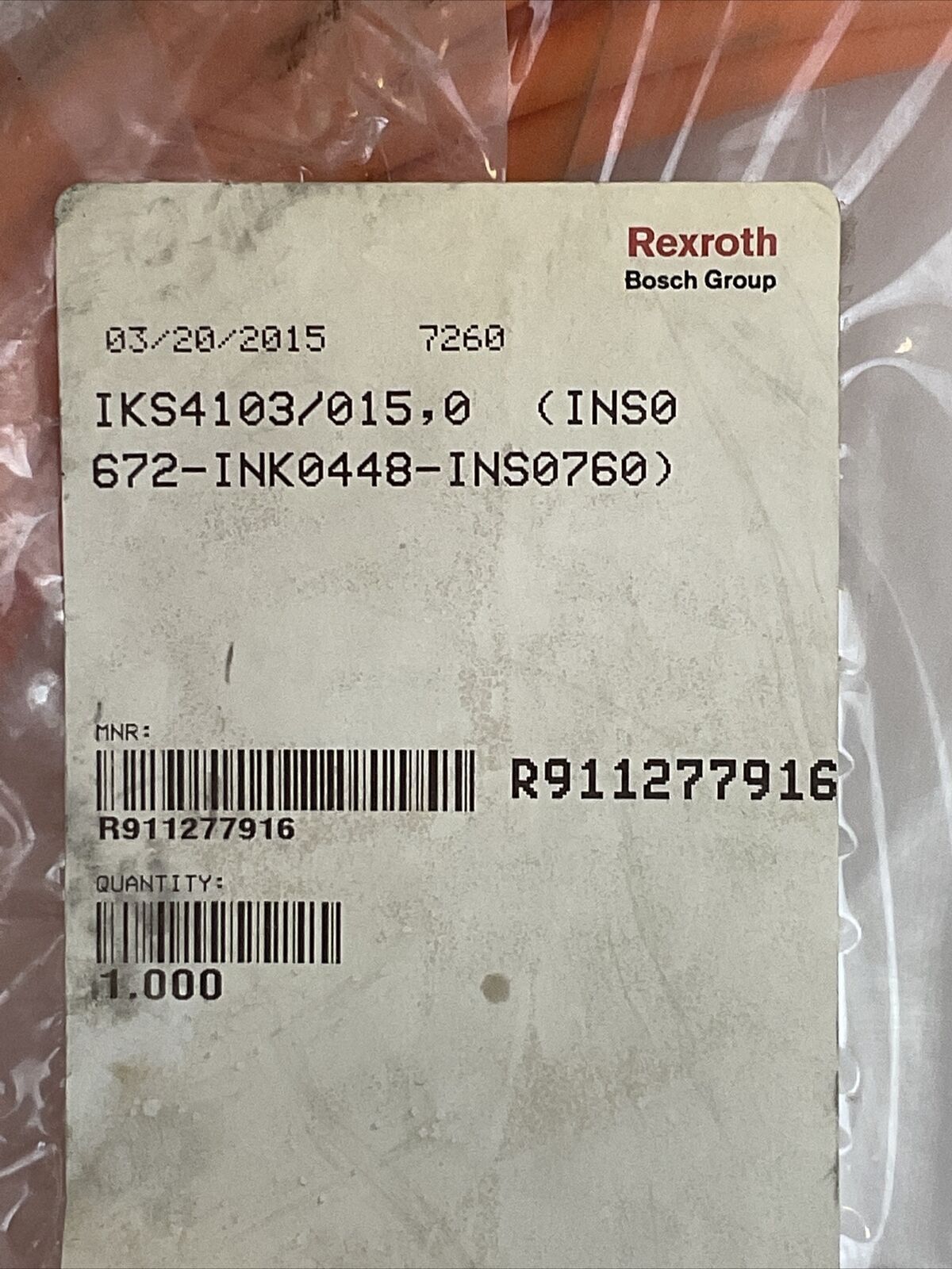 REXROTH R911277916 CABLE IKS4103/15,0 (INS0672-INK0448-INS0760) BOSCH GROUP