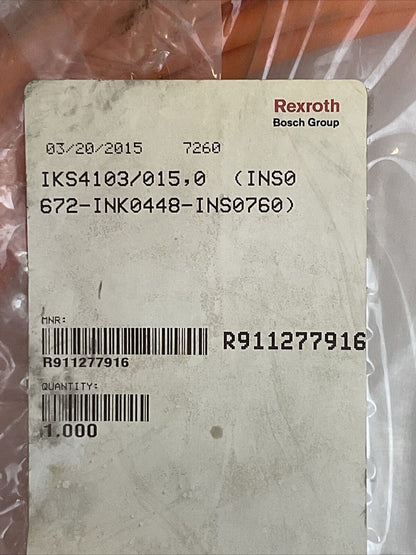 REXROTH R911277916 CABLE IKS4103/15,0 (INS0672-INK0448-INS0760) BOSCH GROUP