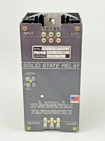 PAYNE CONTROLS - 11EZ-4-30 - SOLID STATE RELAY - 3 PHASE, 480 VAC, 30 AMP, 60HZ