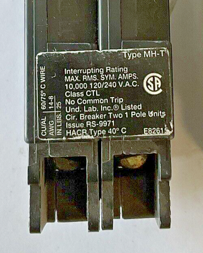 CROUSE-HINDS MP1520 CIRCUIT BREAKER TYPE MH-T 120/240VAC CLASS CTL  ***LOTOF2***