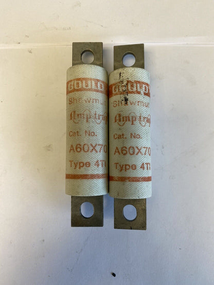 Gould Shawmut Amp-trap A60X70 Type 4TI 70A 600V Fuse "Lot of 2"