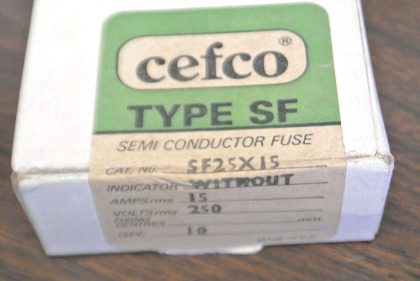 BOX of 10 / CEFCO SF25X15 RECTIFIER FUSE / 15A / 250V / NEW SURPLUS