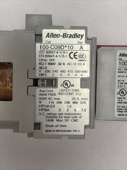 ALLEN BRADLEY 100S-C09DJ14C (100-C09D*10 600VAC 25A 7.5HP COIL 24VDC 100S-F)
