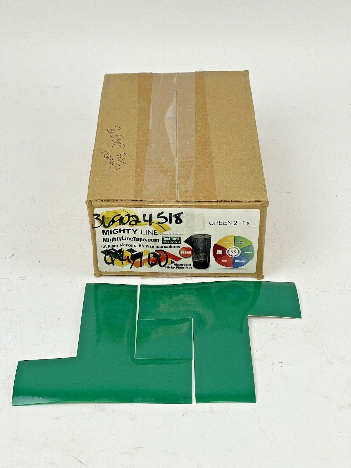 MIGHTY LINE TAPE - GREEN T - BOX of 100 T'S - INDUSTRIAL TAPE - 6"X6"X2"