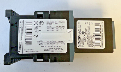 SIEMENS 3RH2140-1BB40 CONTACTOR W/33R2911-1GA40 AUX CONTACT 50/60HZ