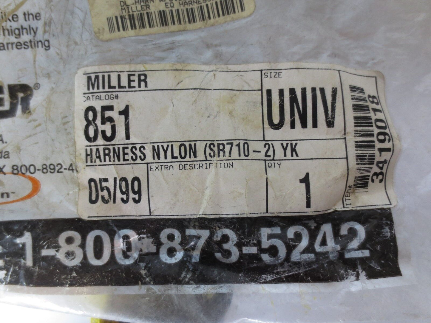 MILLER 851 / 18566552019 UNIVERSAL NYLON DURAFLEX HARNESS - NEW SURPLUS