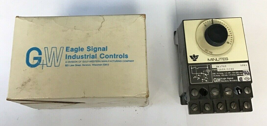 EAGLE SIGNAL BR17A5 TIME DELAY RELAY 120V 50HZ 10A 1/3HP 125-250VAC
