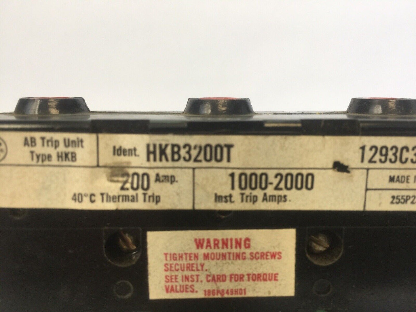 WESTINGHOUSE HKB3200T TRIP UNIT 200AMP THERMAL TRIP 1000-2000AMP INST. TRIP