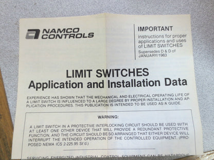 NAMCO EA180-31302 SNAP-LOCK LIMIT SWITCH - NEW SURPLUS