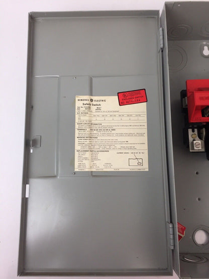 GE THN3362 SAFETY SWITCH 60AMP 600VAC 250VDC 3 PHASE 60 HP TYPE 1 INDOOR MOD 7