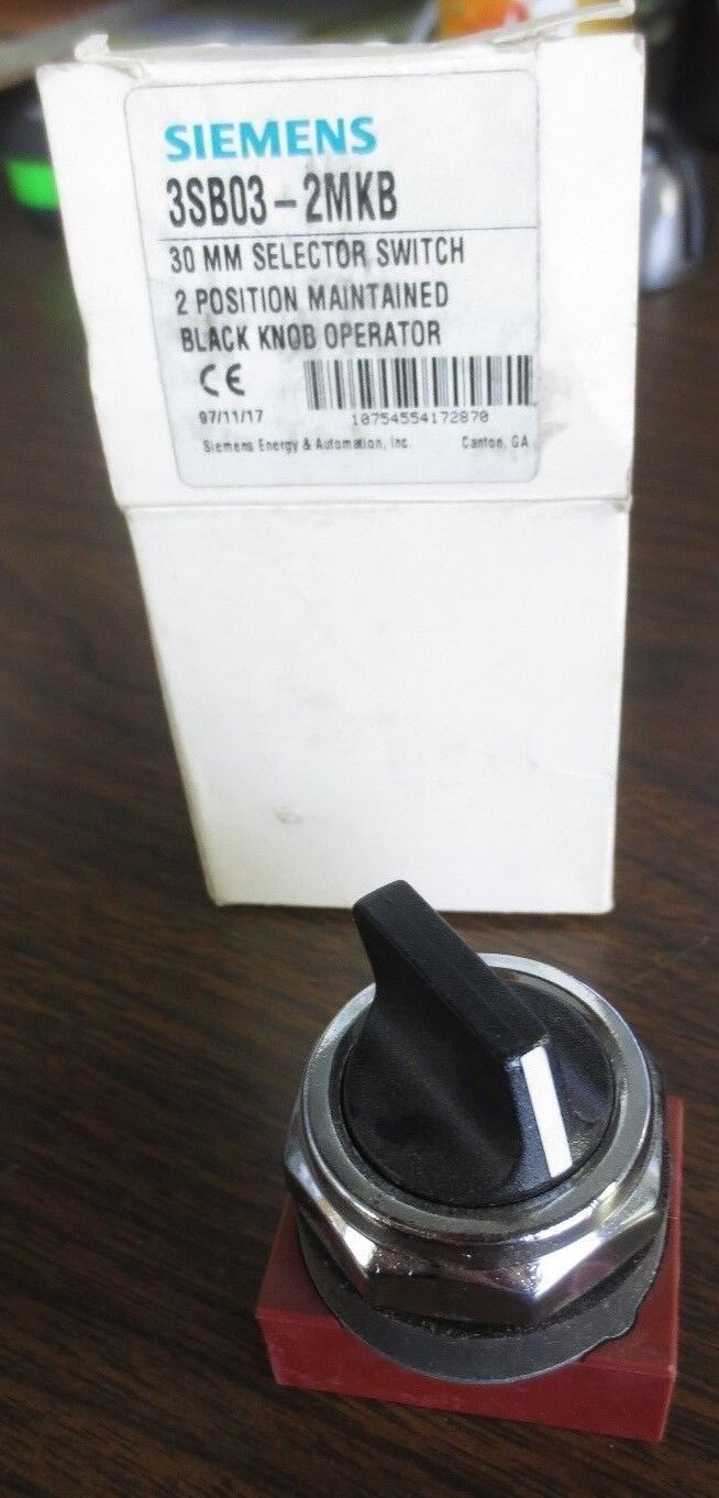 SIEMENS 3SB03-2MKB 30mm SELECTOR SWITCH 2-POSITION, BLACK - NEW SURPLUS