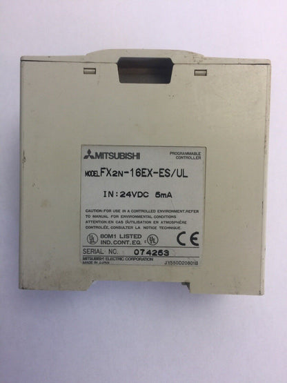 MITSUBISHI FX2N-16EX-ES/UL PROGRAMMABLE CONTROLLER 24VDC 5mA