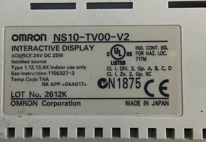 OMRON NS10-TV00-V2 INTERACTIVE DISPLAY 24VDC 25W