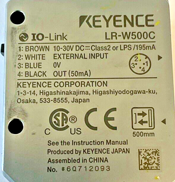 KEYENCE LR-W500C LASER SENSOR 10-30VDC IO-LINK