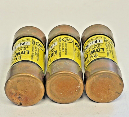 BUSS *LOT OF 3* - LPJ-12SP - LOW-PEAK DUAL-ELEMENT, TIME-DELAY FUSE- 12A, 600VAC