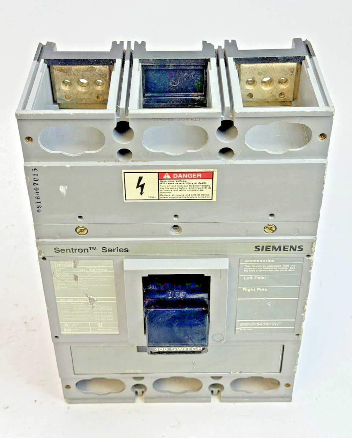 SIEMENS - JXD22S400A - SENTRON MOLDED CASE SWITCH - 2 POLE/400A/600VAC/JXD2-A