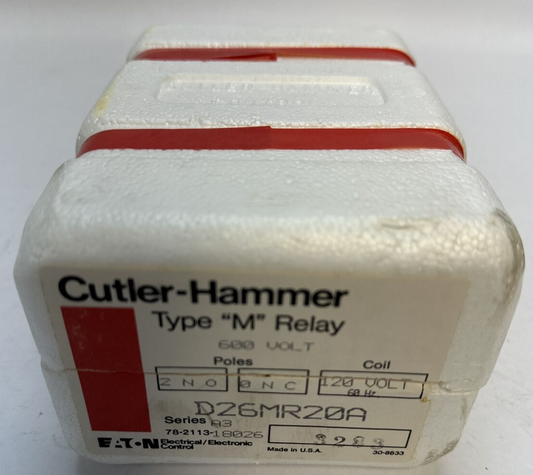 CUTLER HAMMER TYPE M RELAY 600V D26MR20A