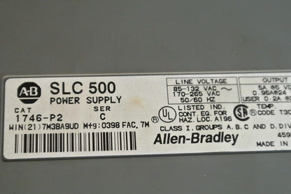 ALLEN-BRADLEY 1746-P2 SLC500 POWER SUPPLY + 1746-A10 10-SLOT RACK