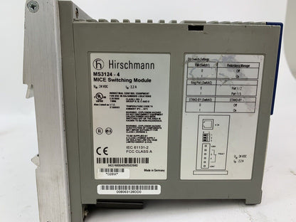 Hirschmann MS3124-4 Mice Switching Module with (6) MM2-4TX1 Media Modules