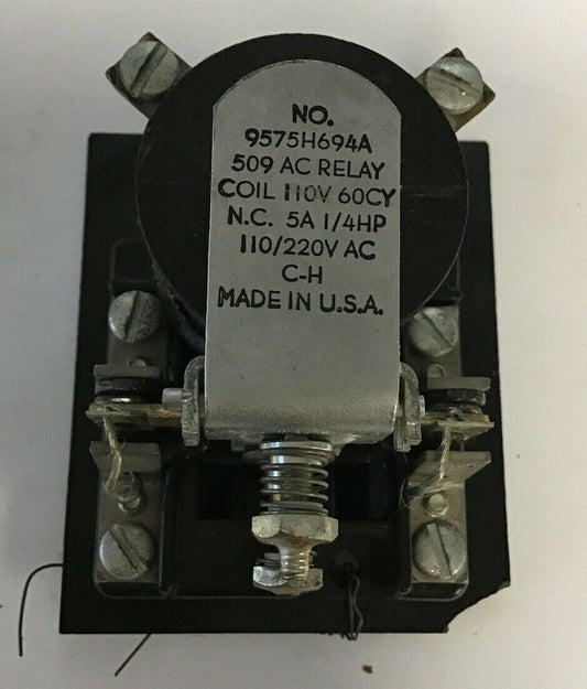 CUTLER HAMMER 9575H694A 509 AC RELAY COIL 110V 60CY 5A 1/4HP 110/220VAC
