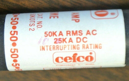 BOX of 10 / CEFCO 50K OTS2 ONE-TIME CLASS K-5FUSE / 2A / 600V / OTS-2