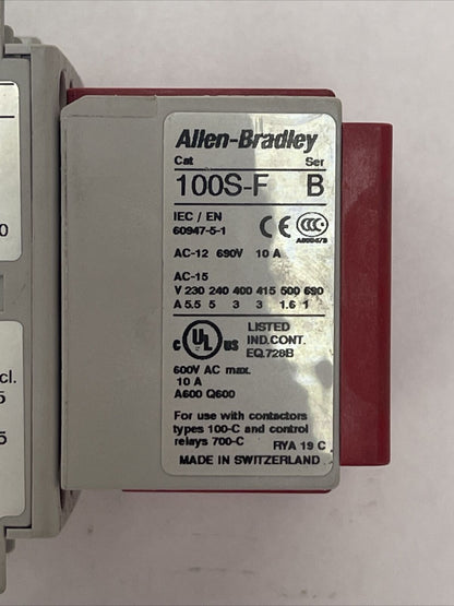 ALLEN BRADLEY 100S-C09DJ14C (100-C09D*10 600VAC 25A 7.5HP COIL 24VDC 100S-F)