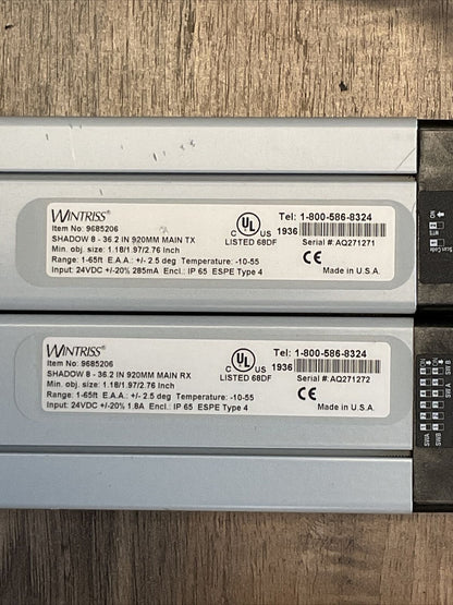 WINTRISS SHADOW 8 9685206 LIGHT CURTAIN TRAINSMITTER + RECEIVER 24VDC