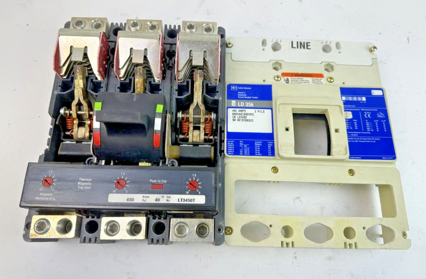 CUTLER-HAMMER - LD3450 - CIRCUIT BREAKER W/ 450A TRIP UNIT -450 A,600VAC, 3 POLE