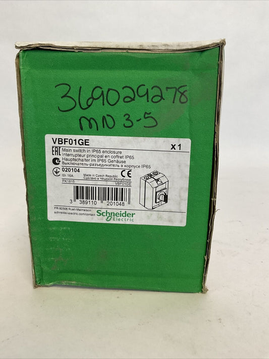 SCHNEIDER VBF01GE MAIN SWITCH DISCONNECT IP65 ENCLOSURE