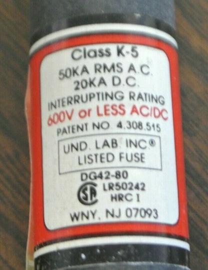 CEFCO 50KOTS20 ONE-TIME CLASS K5 FUSE / 20A / 600V NEW SURPLUS