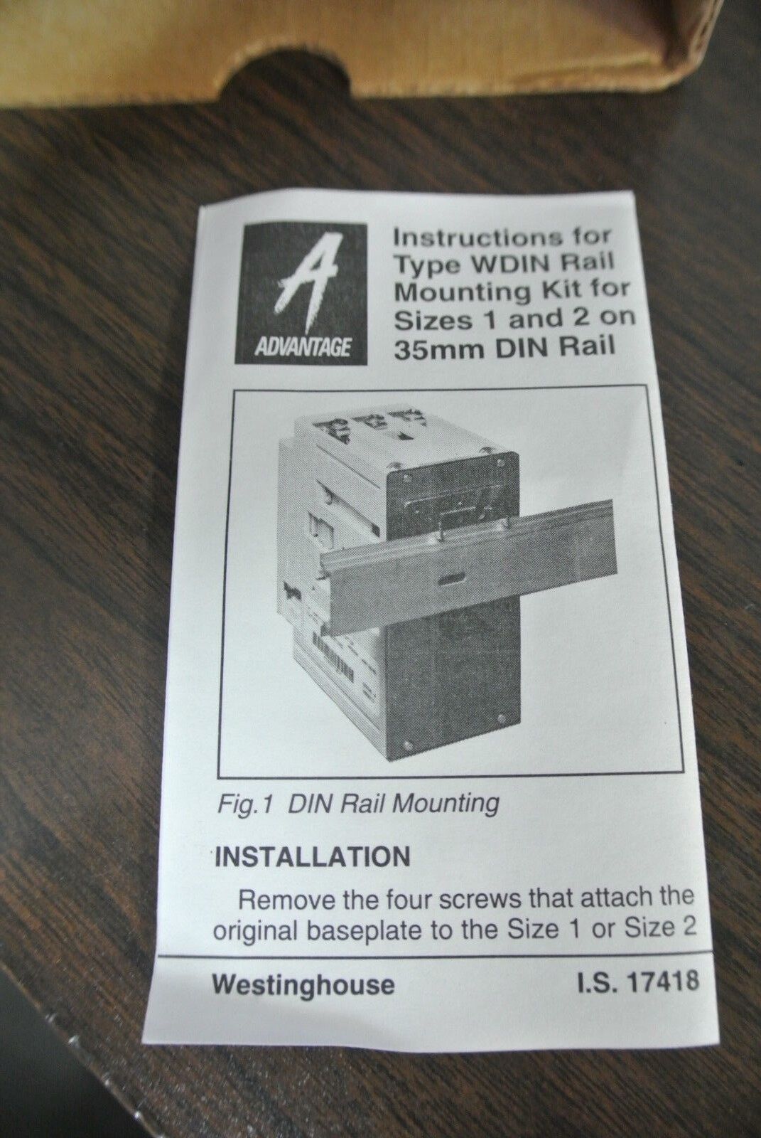 WESTINGHOUSE 1A96677G01 / WDIN SIZE 1/2 ADAPTER KIT 35mm DIN RAIL - NEW SURPLUS