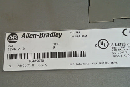 ALLEN-BRADLEY 1746-P2 SLC500 POWER SUPPLY + 1746-A10 10-SLOT RACK