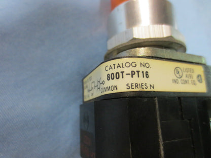 ALLEN-BRADLEY 800T-PF16 Ser. N ILLUM. PUSHBUTTON AMBER - PUSH-TO-TEST LOT of 5